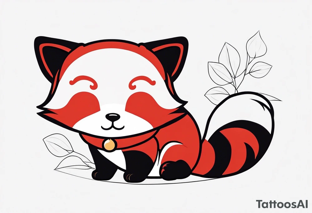 Red panda lucky cat tattoo idea