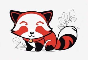Red panda lucky cat tattoo idea
