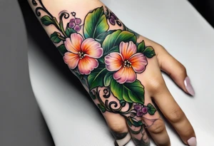 Small Floral vine going up my finger onto my hand tattoo idea