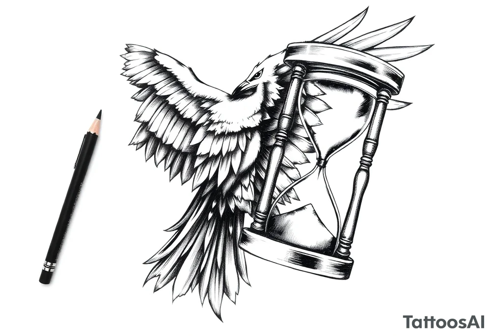 a raven and a hourglass. tattoo idea