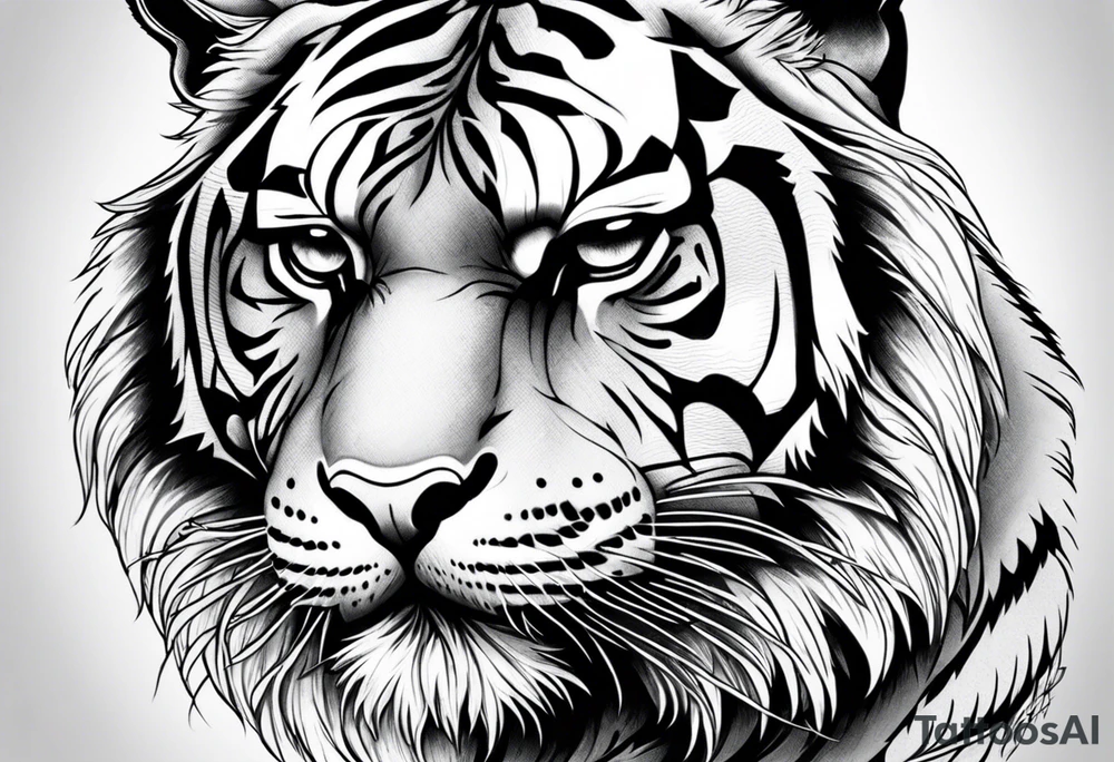 Tiger with owl eyes tattoo idea