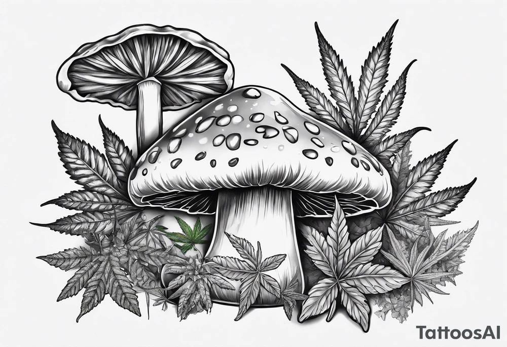 shroom and marijuana tattoo tattoo idea