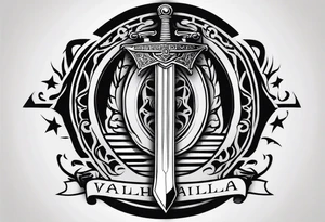 Valhalla sheild sword stairs tattoo idea