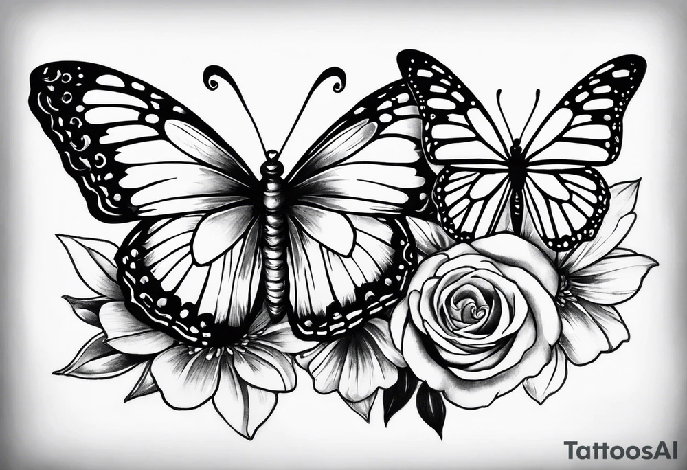 tattoo to represent that I have 3 children (girls). For inspiration I like flowers, the beach. Tattoo is for ribcage down side of body. I don't want images of women or girls in it. I want it pretty. To include daisy flowers and roses and buterfly tattoo idea