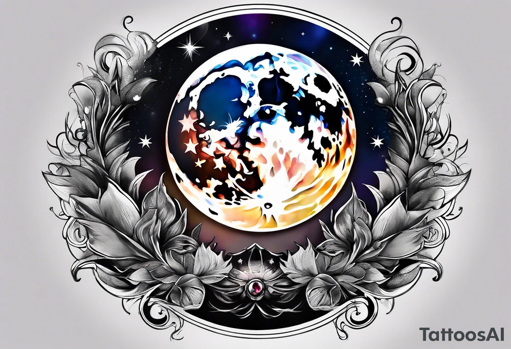 Smoke wrapping around the moon tattoo idea