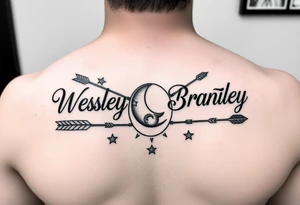 3 name tattoo with Wesley Brantley Logan with arrows infinity moon and stars tattoo idea