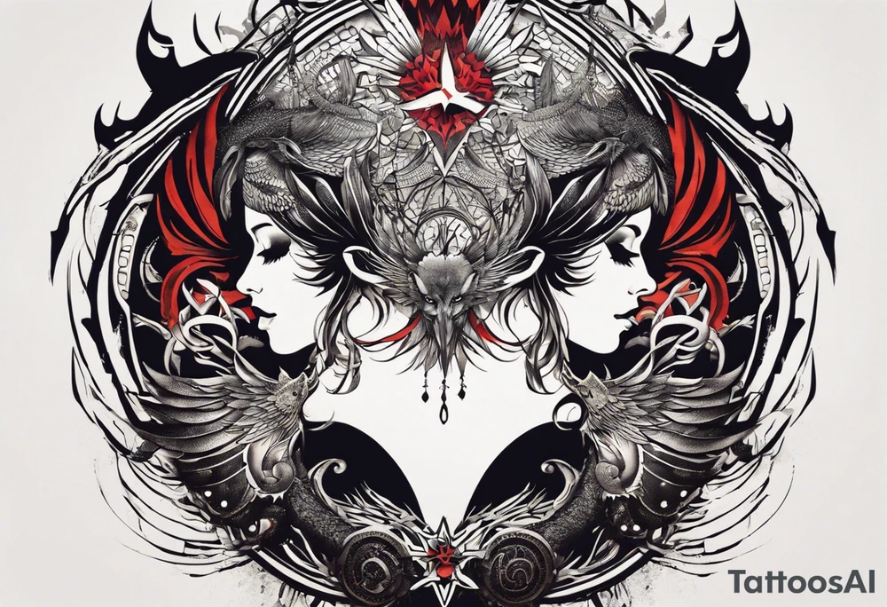 Wide tattoo that appears to be bursting out of the skin, symbolizing freedom. The tattoo should be vibrant and dynamic, with bold lines and colors that evoke a sense of liberation and empowerment. Consider incorporating elements such as broken chains, or other symbols of freedom. The tattoo should be visually striking and thought-provoking, inviting the viewer to reflect on the importance of personal freedom. tattoo idea