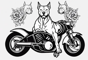 Pitbull sitting on a motorcycle tattoo idea