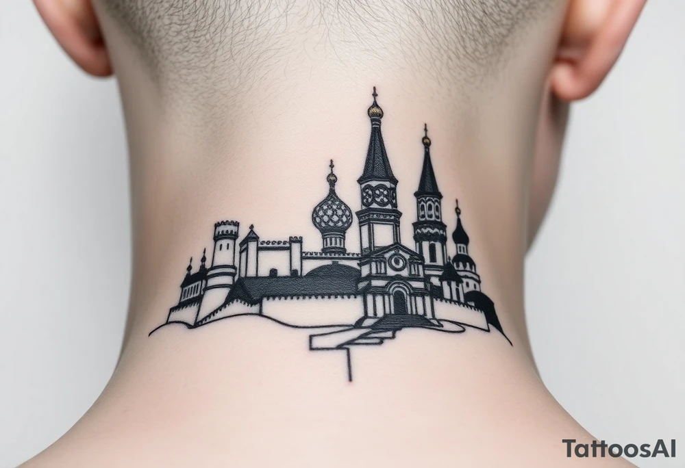 The Kremlin or St. Basil's Cathedral scene tattoo idea