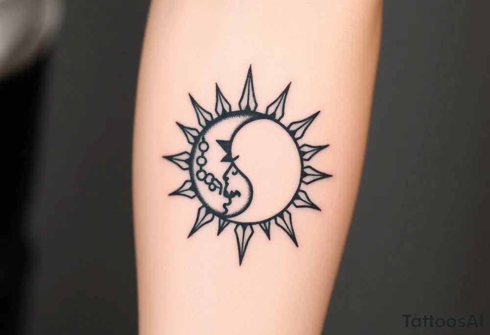 diabolic moon and sun tattoo idea