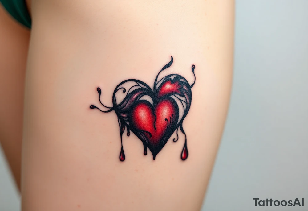 A bleeding heart with blackened edges, transitioning into a smoky, fading effect, symbolizing love lost to time. tattoo idea