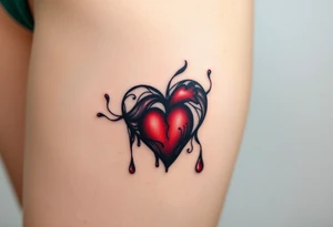 A bleeding heart with blackened edges, transitioning into a smoky, fading effect, symbolizing love lost to time. tattoo idea