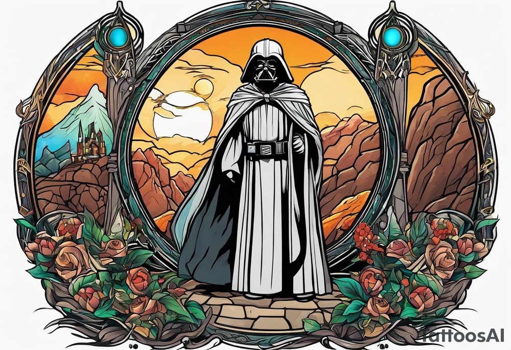Lord of the rings with Star wars square tattoo idea