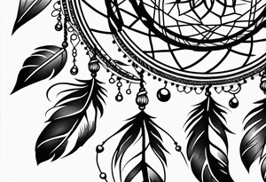 A black and white detailed dream catcher with a lot of shading tattoo idea
