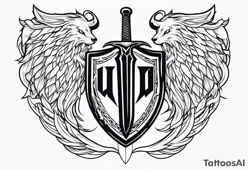 Valhalla sword shield lightning tattoo idea