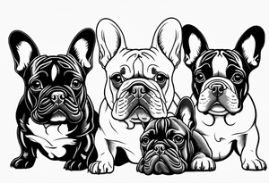 three French bulldogs tattoo idea