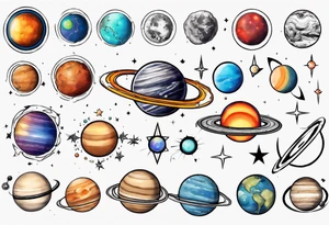 Lesbian flag color solar system tattoo idea