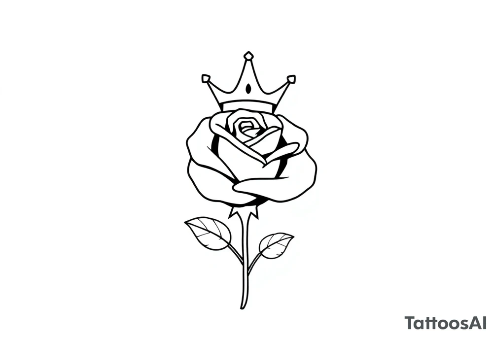 Rose with a small kings crown above it tattoo idea