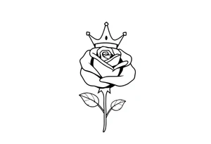 Rose with a small kings crown above it tattoo idea