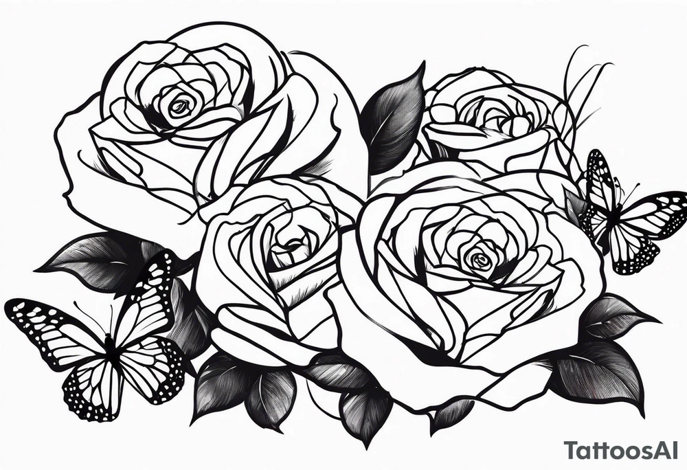 Butterflies and roses tattoo idea