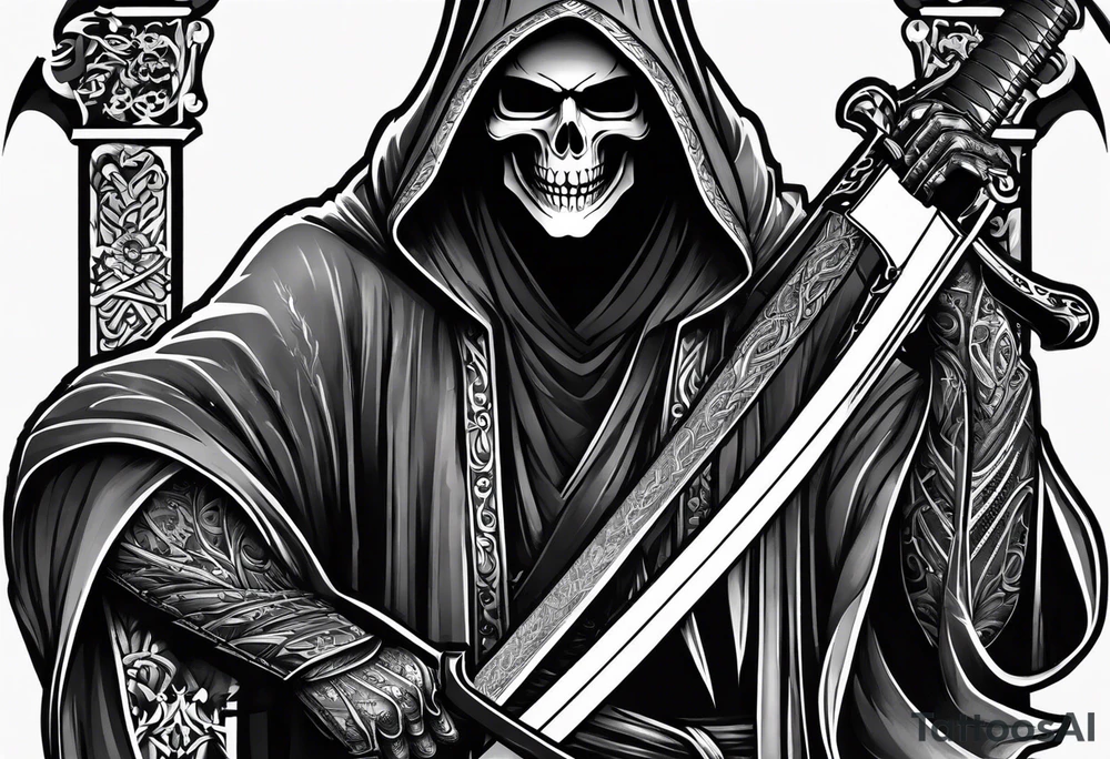 grim reaper with katana tattoo idea