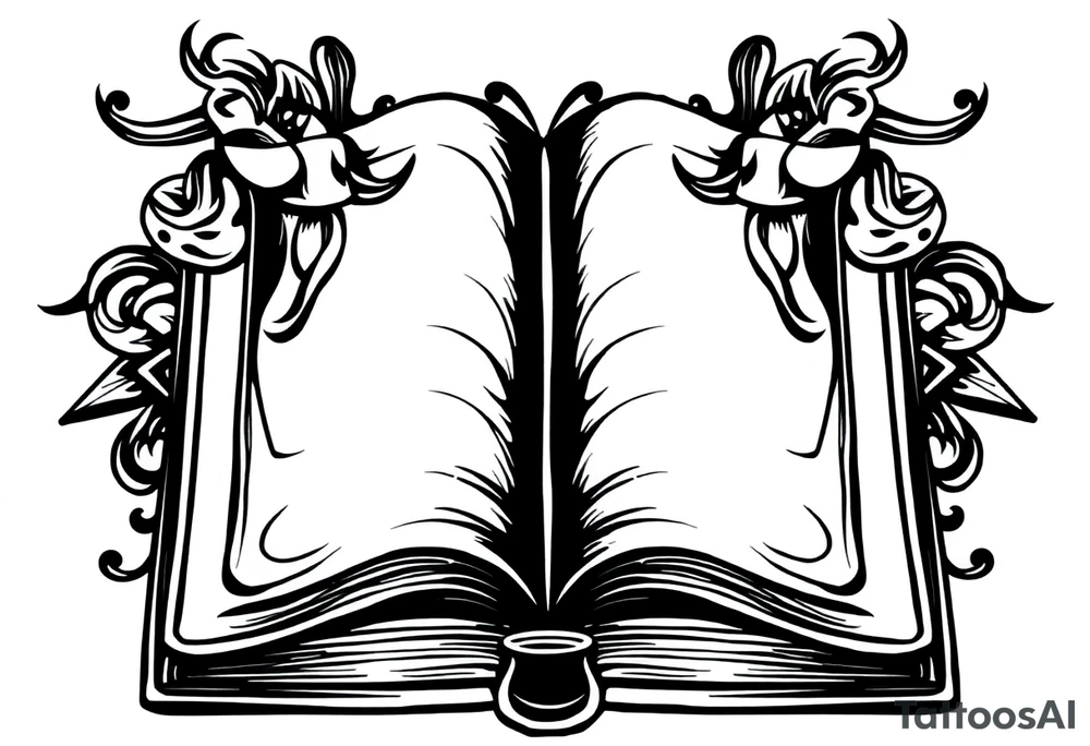 Open hard back book tattoo idea