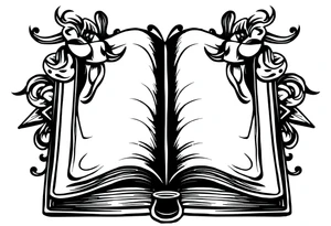 Open hard back book tattoo idea