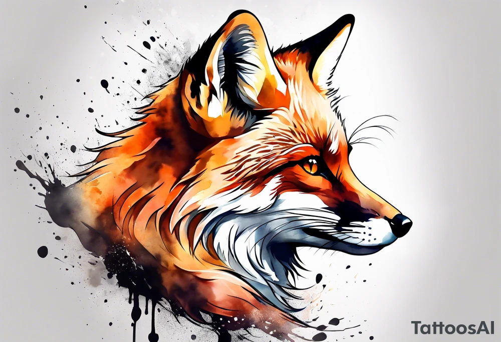 Watercolor fox tattoo idea