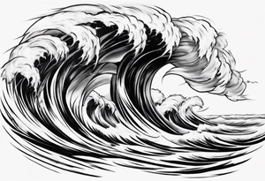 Realisitc depiction of strong wind surging. No sea. The style will be of a paint brush tattoo idea