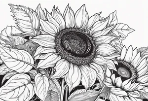 Sunflower in garden tattoo idea