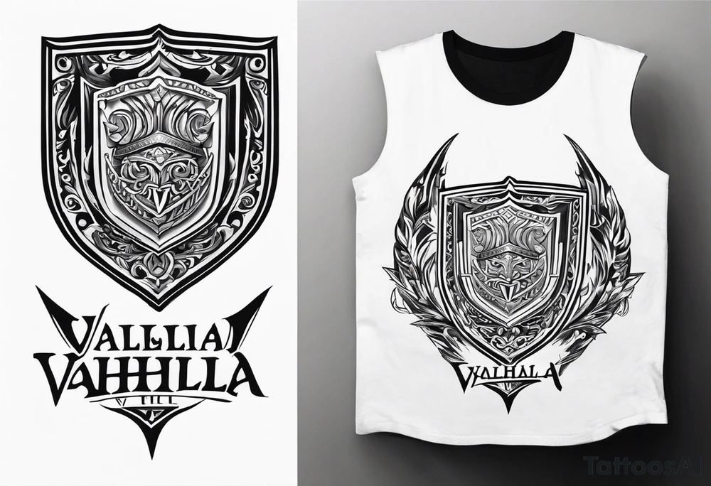 Valhalla shield sword tattoo idea