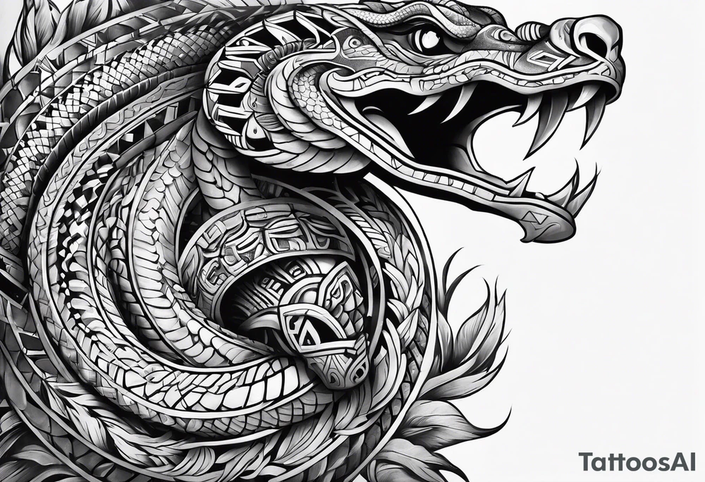 aztec snake sleeve tattoo idea