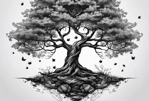 tree by itself with fallen leaves tattoo idea