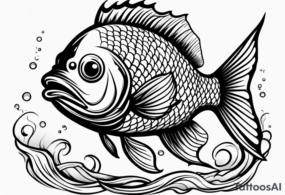 Mean looking cartoon fish tattoo idea