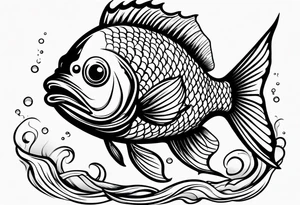 Mean looking cartoon fish tattoo idea