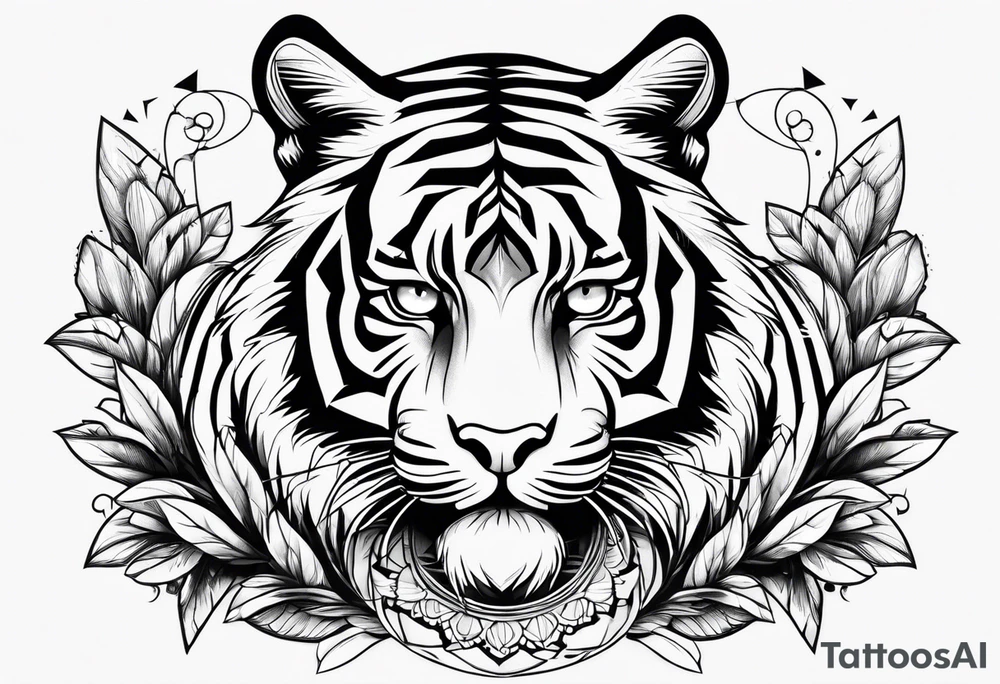 tiger and a hawk eye face together tattoo idea