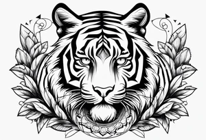 tiger and a hawk eye face together tattoo idea