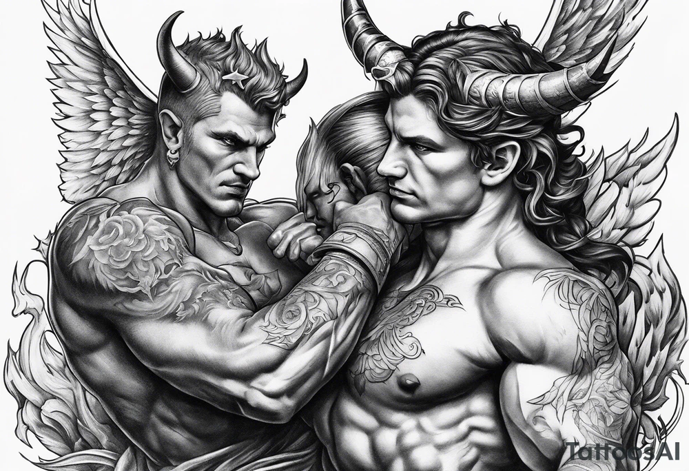 Devil fighting Angel tattoo idea