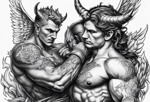 Devil fighting Angel tattoo idea