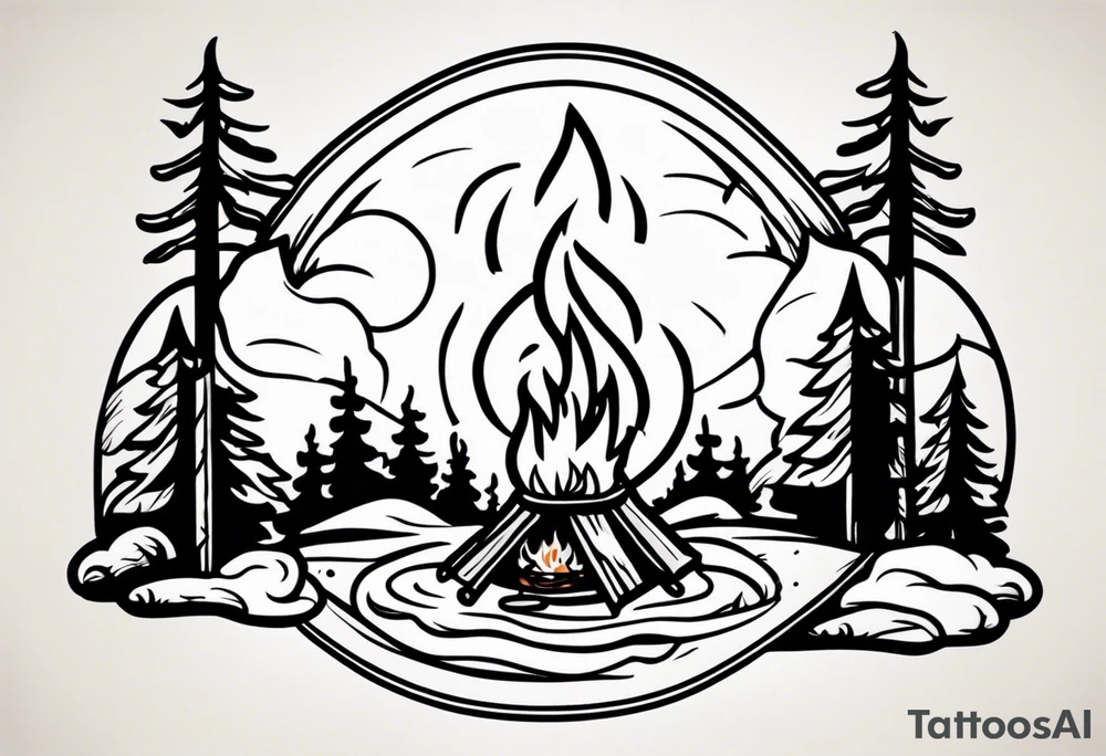 American traditional tattoo of camp fire tattoo idea