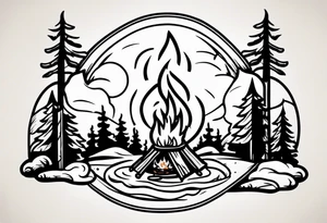 American traditional tattoo of camp fire tattoo idea