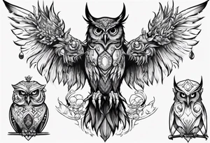 The Demon Owl Stolas, a Prince of Hell who is obsessed with gems, knowledge of astrology and poisonous plants. tattoo idea