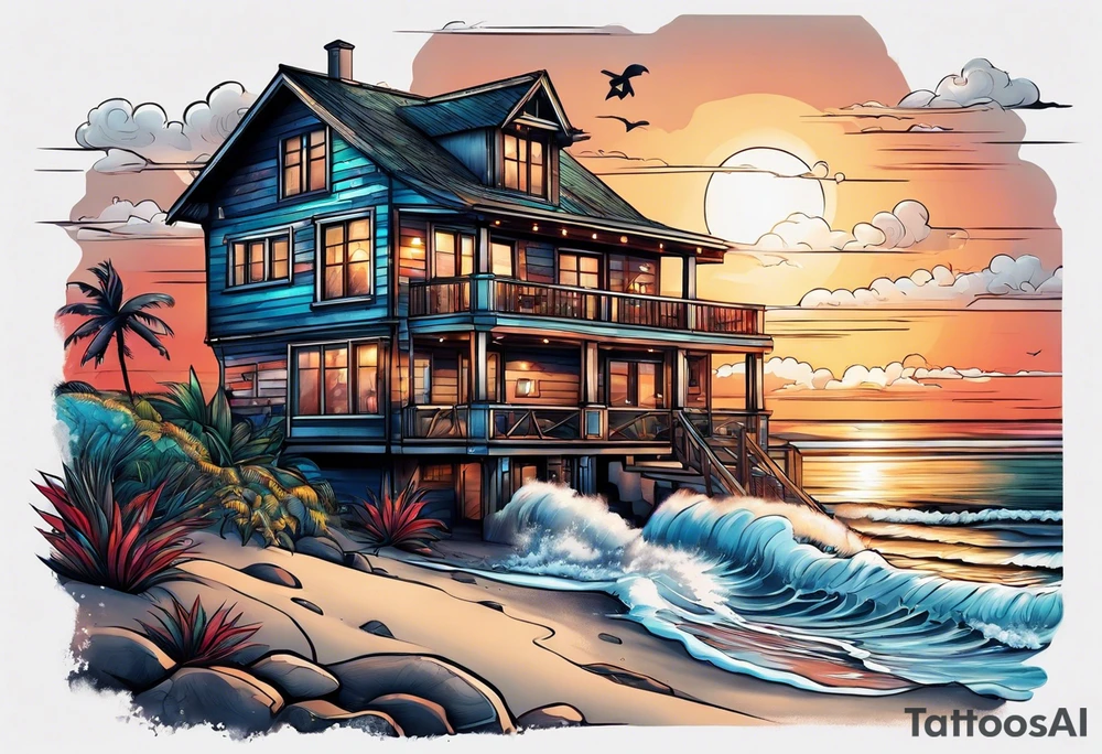 Beach house tattoo idea
