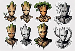 Groot half sleeve tattoo idea