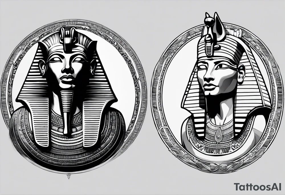 Pharaoh with two Anubis tattoo idea