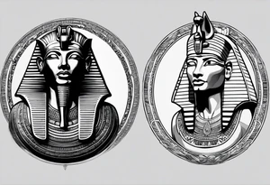 Pharaoh with two Anubis tattoo idea