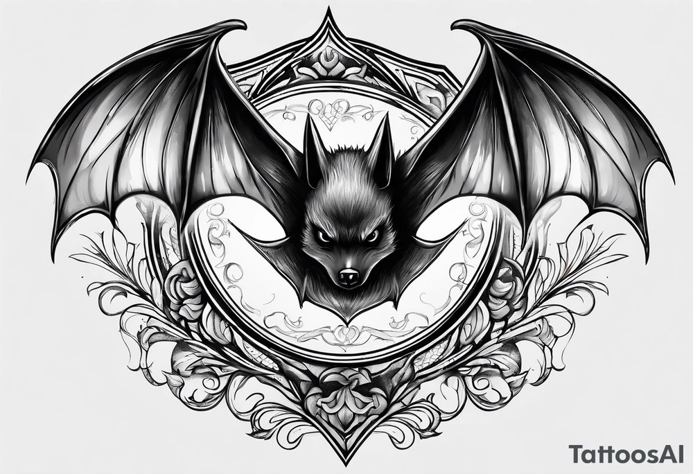 Flying bat tattoo idea