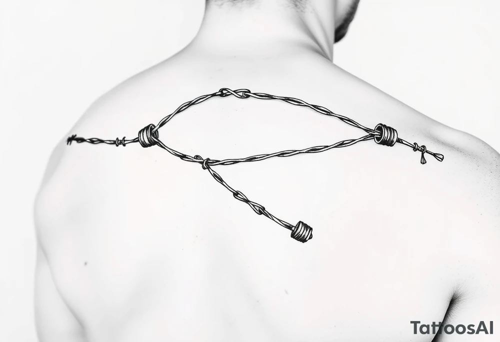 Barbwire wrapped around arm of man tattoo idea