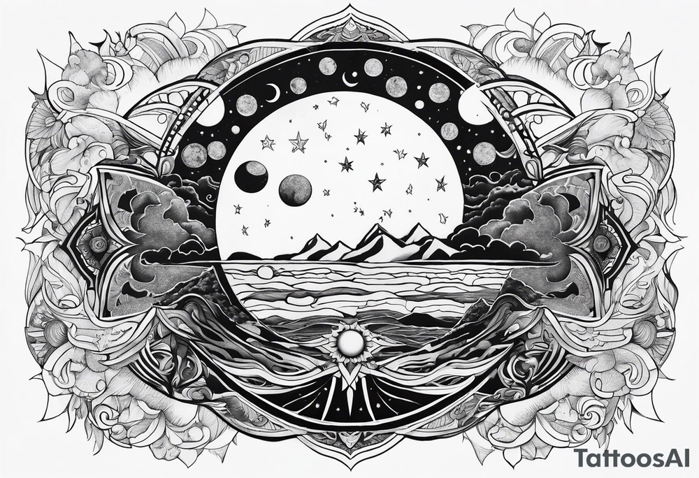 Moon and sun tattoo idea