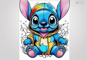 Baby stitch with welding hood tattoo idea